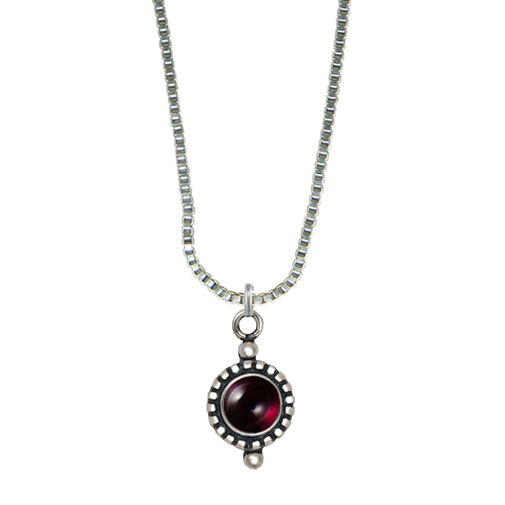 Sterling Silver Little Garnet Pendant Necklace